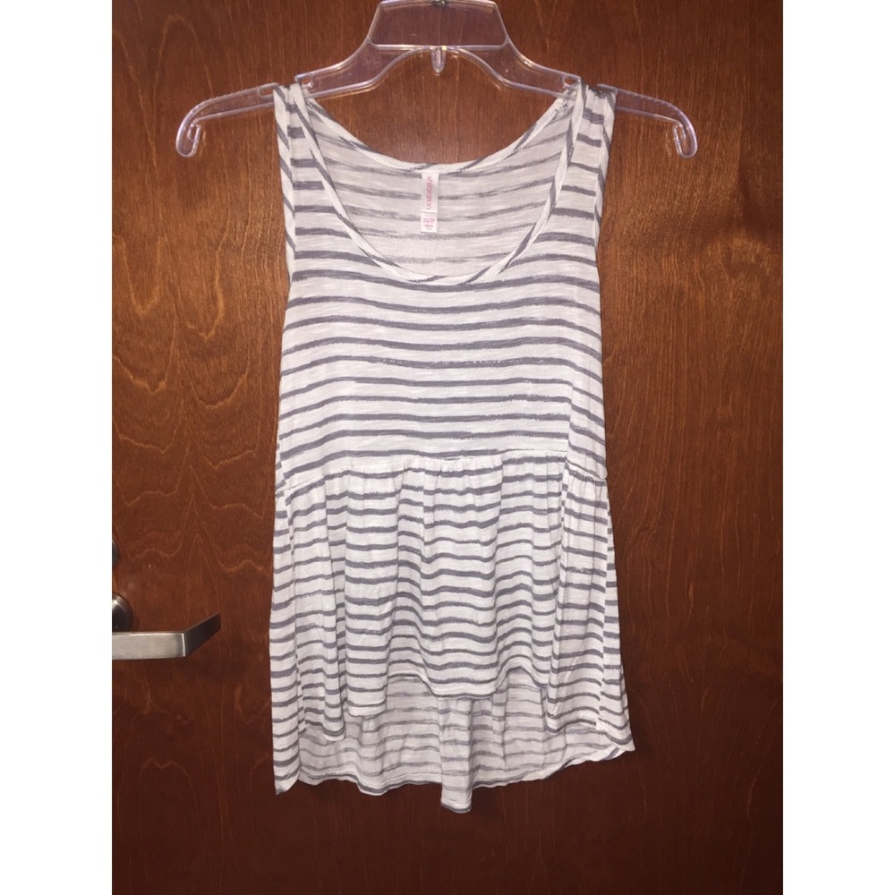 White and gray striped light weight top